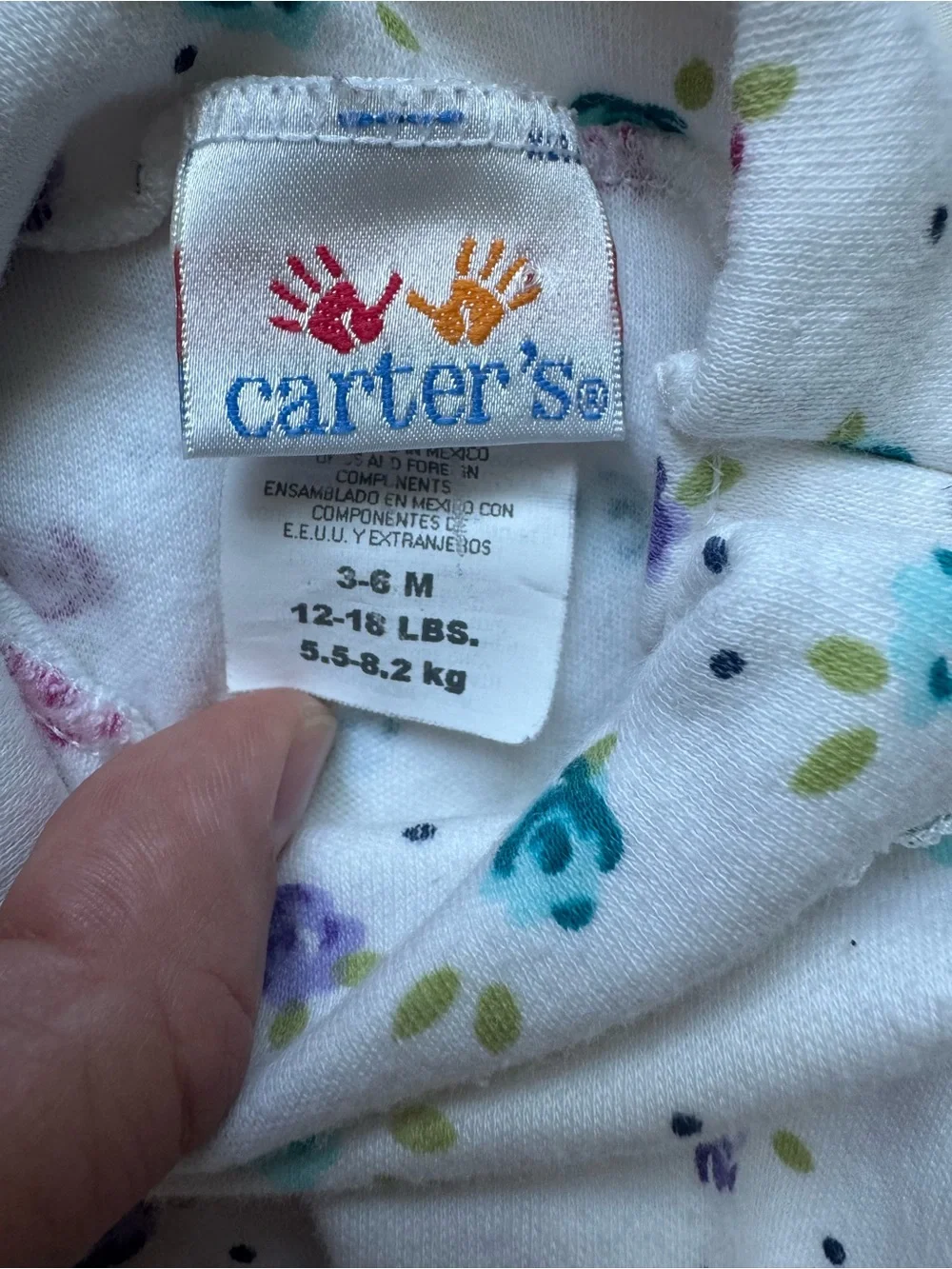 Vintage Y2K Baby Girl Carter’s Mock-neck Bodysuit with Floral Pattern